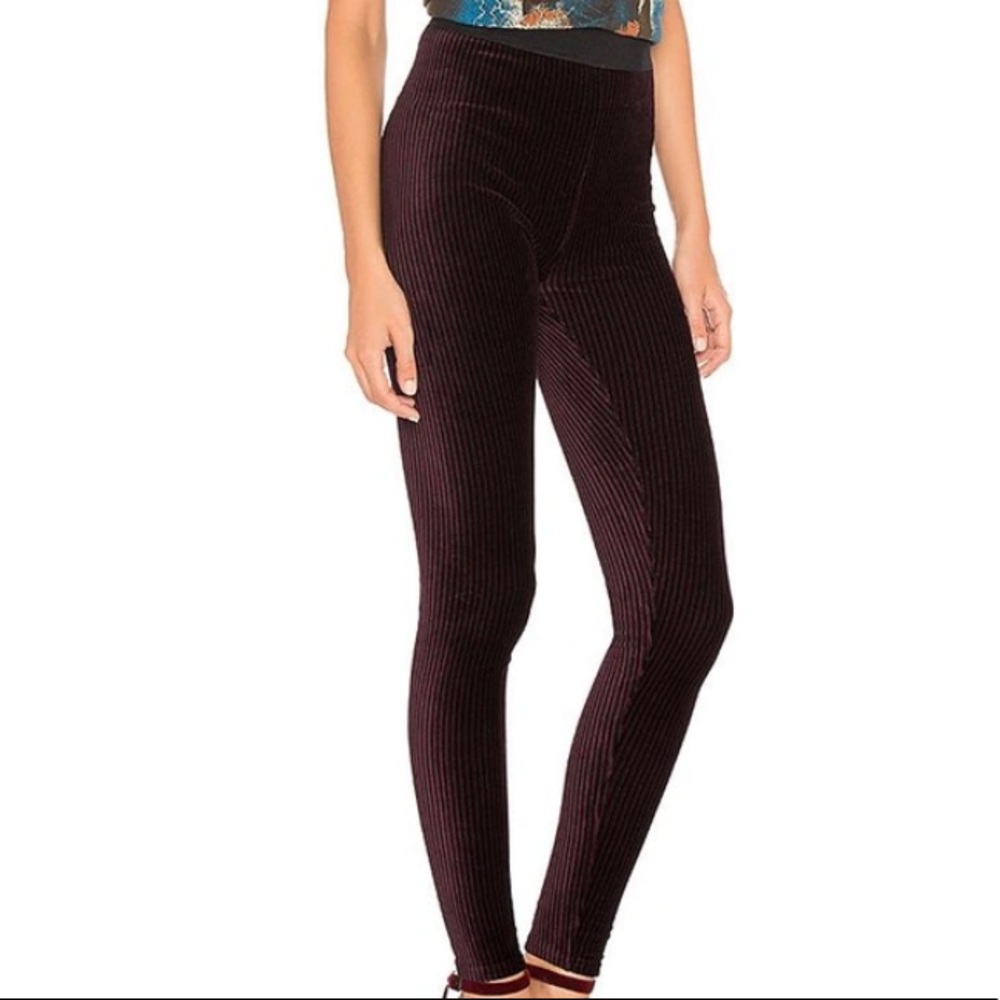 Free People Here We Go High Waist Striped Velvet Leggings